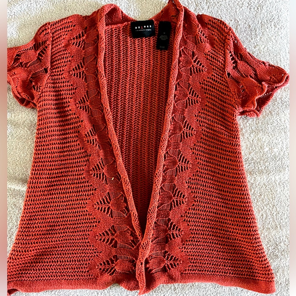 Axcess cotton crochet top M Boho Lagenlook‎ Brick Orange